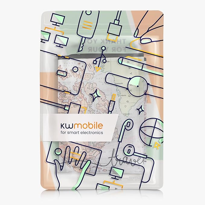 kwmobile Dust Cover for 31-32" Monitor - Linen Monitor Protector with Design - Travel Black/Multicolor