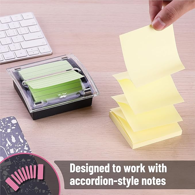 Mr. Pen- Pop Up Note Dispenser, 3" x 3", 2 Pack, Black Base, Clear Top, Sticky Note Dispenser, Sticky Note Holder for Desk