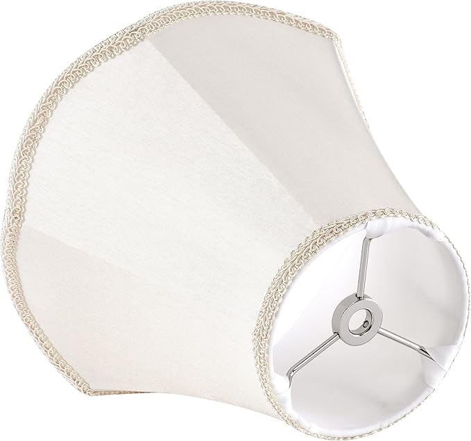 GOSO 4"×8" × 6.4" Spider Small Scalloped Lamp Shades Cream Modern, Replacement Lampshades for Table Lamps/Wall Lamp & Chandelier, Natural Faux Silk Shade for Bedroom/Dining Room (2 Pack)