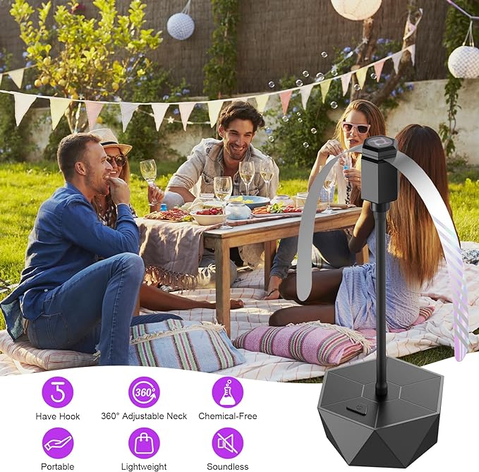 PIMAG Fly Fans for Tables, Fly Repellent Fan Outdoor Indoor Keep Flies Away, Fly Repellent Fans for Tables with Holographic Blades for Picnic, Party, Restaurant, Kitchen, and BBQ, 4 Pack Black
