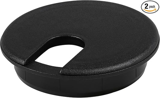 2 Pack Rok Hardware 3" (76mm) Black Round Computer Desk Table Port Wire Cable Cord Organizer Hole Cover Grommet, ROKRG3BLK