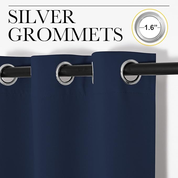NICETOWN Room Divider Heavy Curtain Screen Partitions, Privacy Vertical Blinds for Patio Sling Door, Blackout Window Curtain, Extra Wide Drapes for Bedroom (Navy, 1 Panel, 12.5ft Wide by 7ft Long)