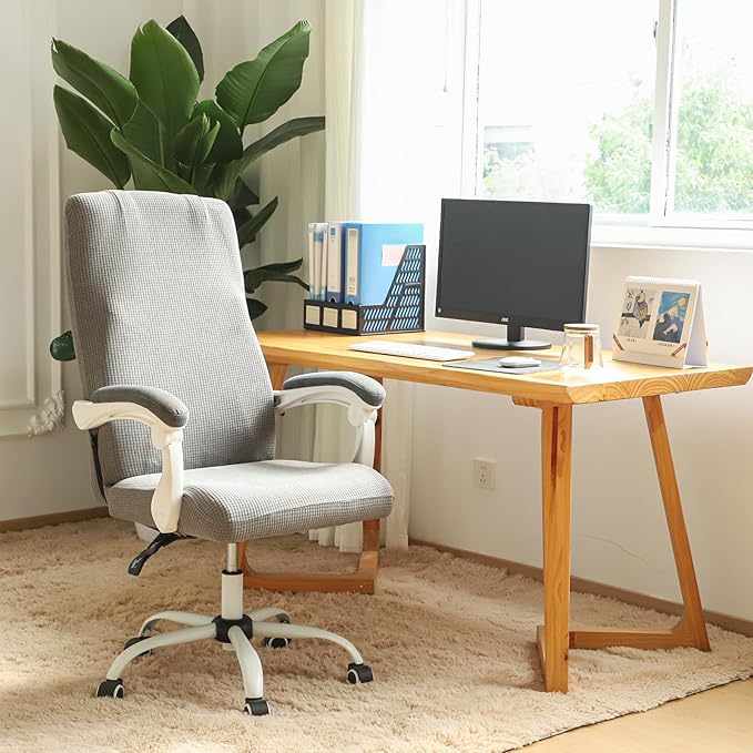 FORCHEER Large Office Chair Covers Stretchable XL Office Chair Cover, Big and Tall Computer Chair Covers (Large,Light Grey)