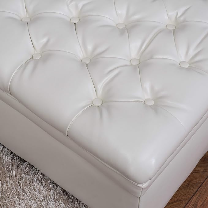 Christopher Knight Home Juliana PU Storage Ottoman, Ivory