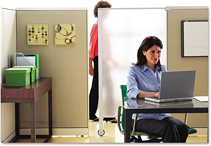 Quartet Privacy Screen, 64" x 38" Translucent Portable Wall Divider, Adjustable Height, Sturdy Aluminum Frame on Wheels, Includes Attachable White Board (WPS2000)