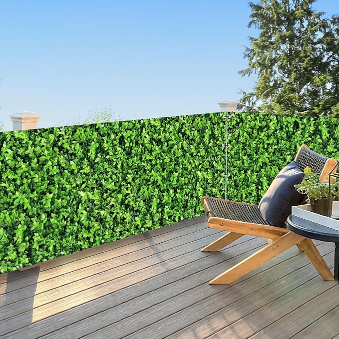UPGRADE 4'x47'Customized PVC Privacy Fence Screen with Green Leaves Print – Outdoor Waterproof Patio Privacy Cover for Yard, Balcony, Garden Fence Decoration