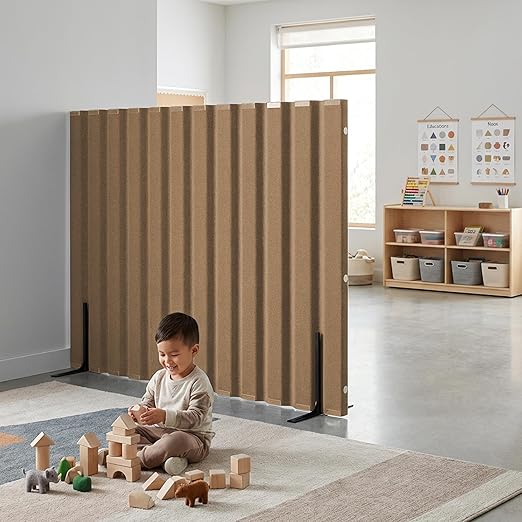 Angeles, Quiet Divider with Sound Sponge 48" x 6' Wall in Natural Tan, Free-Standing Classroom Partition for Enhanced Classroom Productivity and Noise Reduction, Lightweight, Portable, 1 Panel