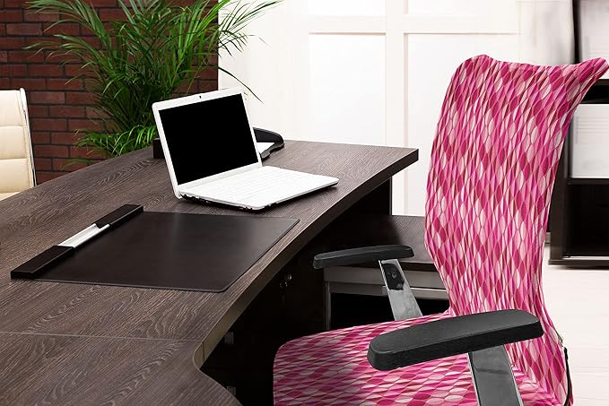 Ambesonne Fuchsia Office Chair Cover, Vertical Oval Circles Vintage Abstract Round Leaf Image, Stretchable Decorative Universal Size High Back Printed Slipcover, Fuchsia Pink