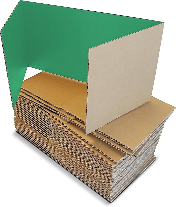 Flipside Products 24 Pack Green Study Carrel, 12”x48” Privacy Boards, Student Privacy and Focus Booth for The Classroom, Desk Divider Cubby for Tests, Made in USA