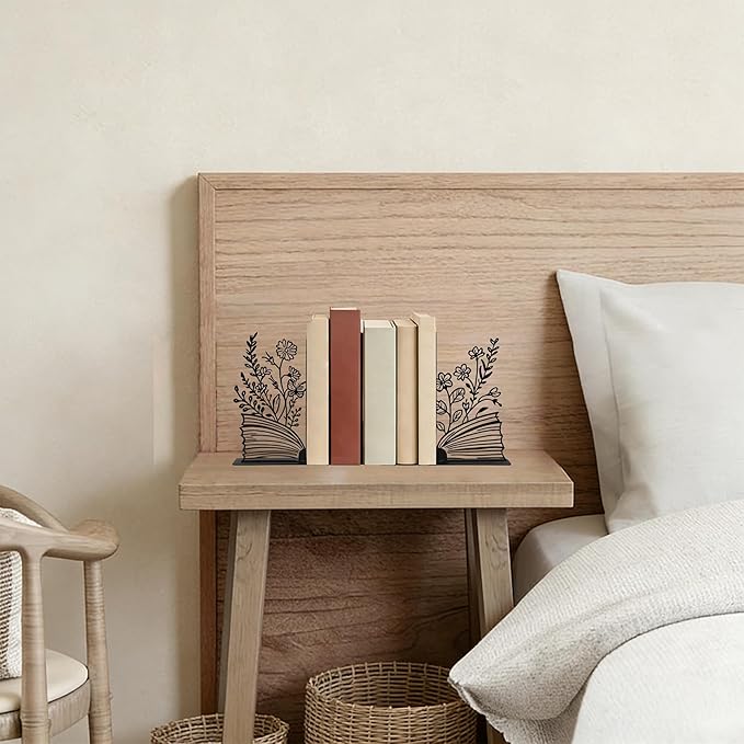 Black Cute and Unique Metal Bookends, Creative Book Accessories Decor,Fantasy Book Ends for Home Office, Bookshelf, Reading Room, and Study Room, Stylish Decorative Bookends for Book Lovers