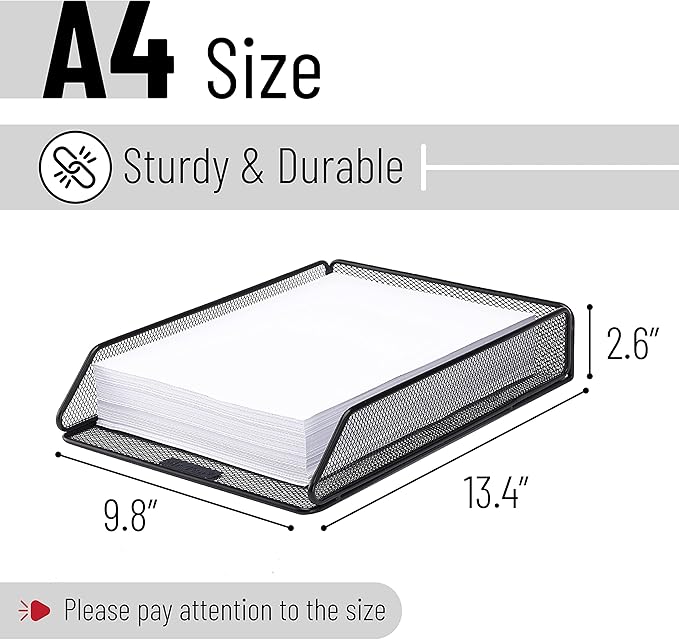 Mr. Pen Mesh Desk Organizer - Single Tray with Letter Tray, File Holder for Desk Paper Management (Pack of 2)