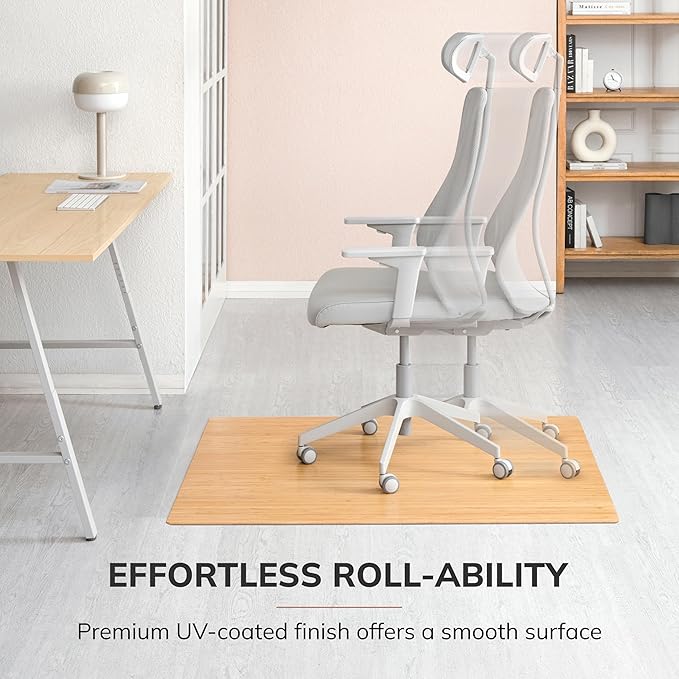 Anji Mountain Office Chairmat Thickest & Sturdy Bamboo Chairmats Highly Premium Quality Anti-Slip Heavy Duty for Multi-Purpose Hardwood Floor Office & Home Floor Protector Office Chair mat-5mm Thick