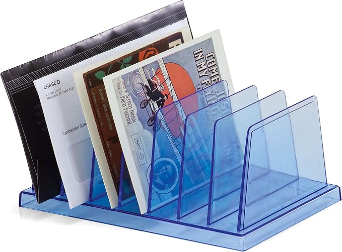 Officemate Blue Glacier Standard Sorter, 7 Compartments, Transparent Blue (23214) (Pack of 4)
