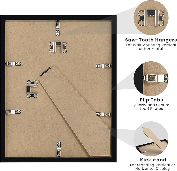 upsimples Certificate Frame with Clear Plexiglass, 8.5 by 11 Picture Diploma Document Degree Frames for Wall and Tabletop, Black, 1 Pack