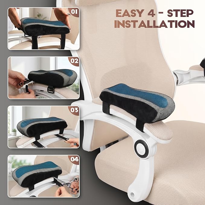 Office Chair Arm Pads, Ergonomic Memory Foam Wheelchair Cover, Arm Rest Pillow for Desk, Computer, Gaming and Elbows (Cooling Arm Rest Pillow)