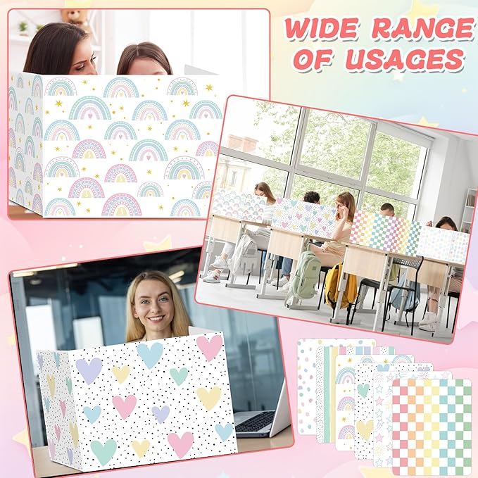 gisgfim 24 Pack Privacy Shields for Student Desk Pastel Desk Dividers Durable Privacy Folders Testing Dividers Shield Study Boards Panel Partition for Classroom Teacher Back to School Supplies