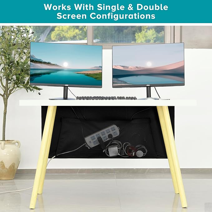 Under Desk Privacy Panel 59 in. Wide Modesty Panel for Desk - 17 in. Tall Desk Skirt for Office Desk with Cable Management Net Perfect for 60 in. Work Station