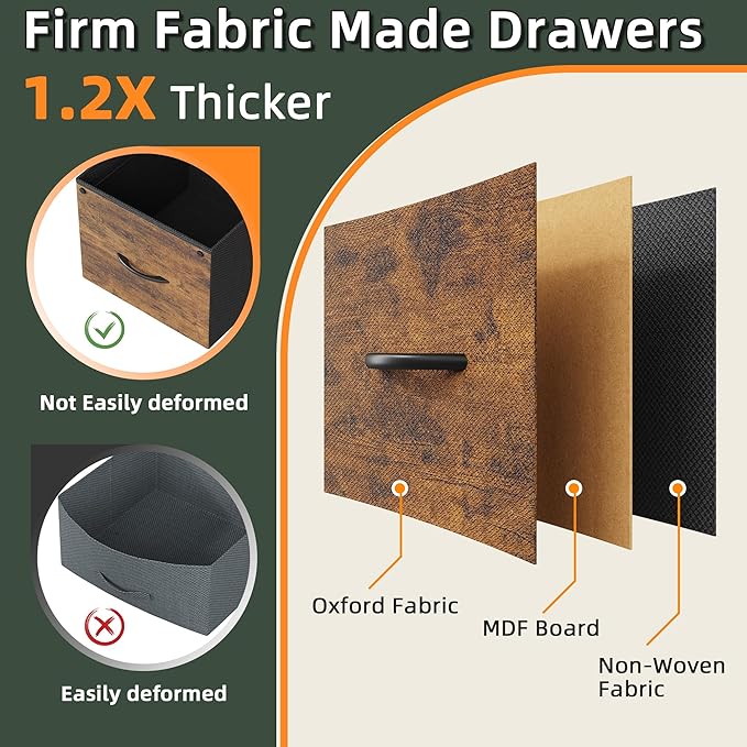 HIGDBFE 4 Drawer Lateral File Cabinet, Mobile Filing Cabinet for Large Printer, Home Office Functional Office Storage Cabinet & Printer Stand, Fits Letter/A4, 30.5'', Rustic Brown