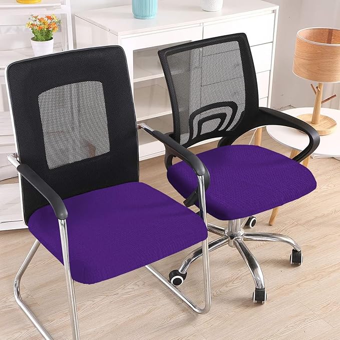 Smiry Stretch Jacquard Office Computer Chair Seat Covers, Removable Washable Anti-dust Desk Chair Seat Cushion Protectors - Violet