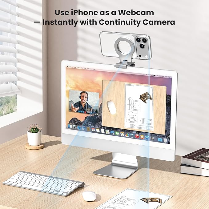 Itramax Continuity Camera Mount for iMac&Desktop Monitor,Magnetic iPhone Webcam Stand,Adjustable Phone Webcam Holder for MagSafe iPhone 17 Pro/16/15/14/13/12/11/XR/XS,Mac,Apple TV 4K,Studio Display