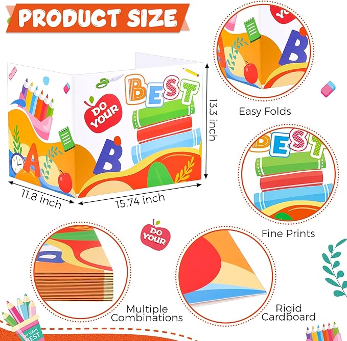 36 Pcs Desk Dividers Privacy Boards for Student Classroom Privacy Folders for Student Desks Study Carrels Reduces Distractions for School Tests, 15.76 x 13.3 x 11.8 inches(Do Your Best)
