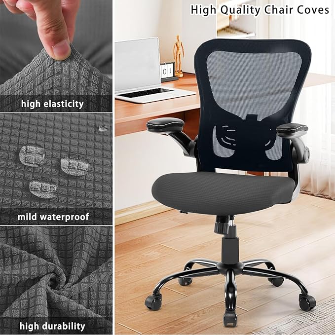 DHXYZZB Chair Seat Cover 2PCS Office Chair Cushion Protectors Waterproof Stretchable Chair Slipcover Universal for Office Desk Swivel Computer Chairs Covers