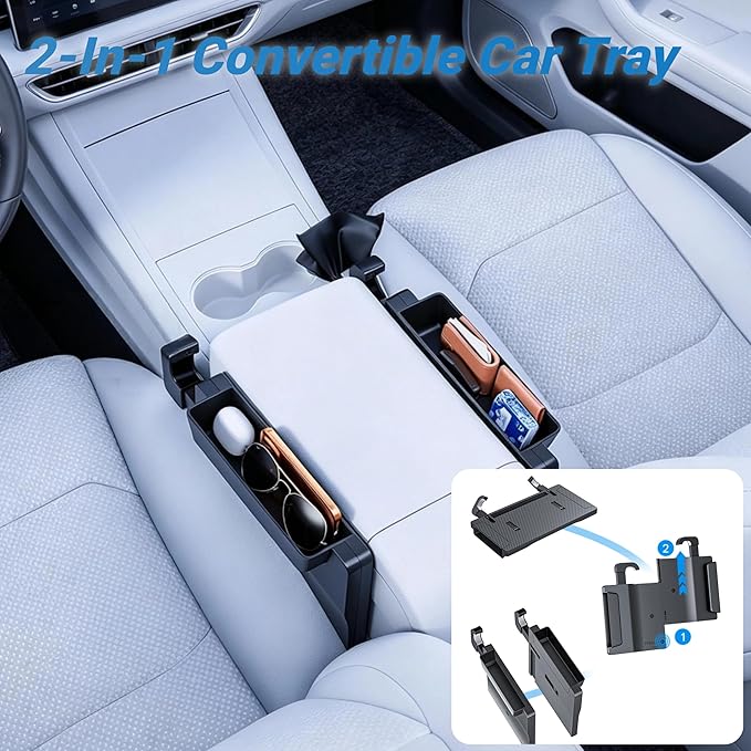 Large Steering Wheel Tray with Phone & Tablet Slot, Convertible Steering Wheel Desk, Car Seat Gap Filler Organizer for Laptop, Eating, Writing - Fits Cars, SUVs & Trucks