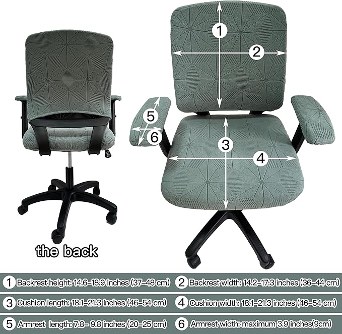 High elasticity anti slip office chair cover, split design for easy installation,universal desk chair cover wear-resistant and scratch resistant (Pine and cypress green, Chair Armrest Covers)