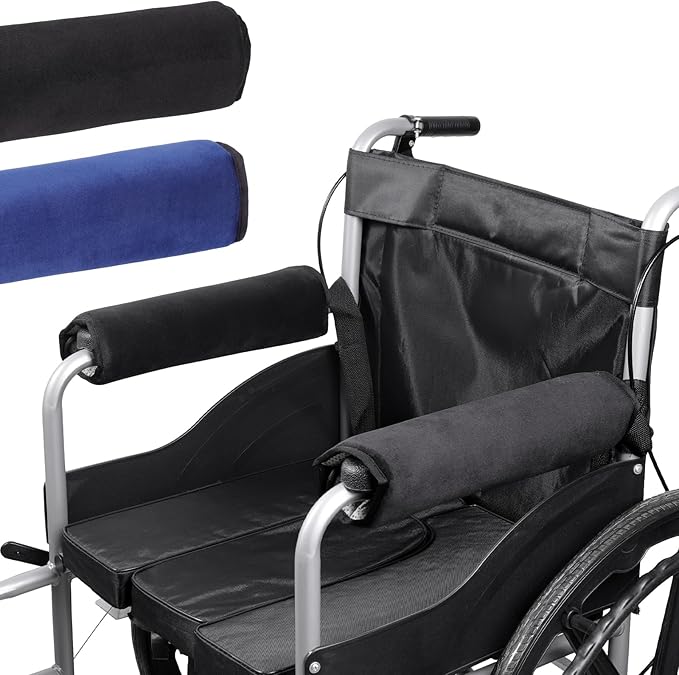 lefeke Wheelchair Armrest Cover (Pair) - Memory Foam Velvet Pad for Office & Transport Chair - Soft Support Cushion Accessories for Padded Arm Rest, Kids, Adults - Comfort Padding Pressure Relief