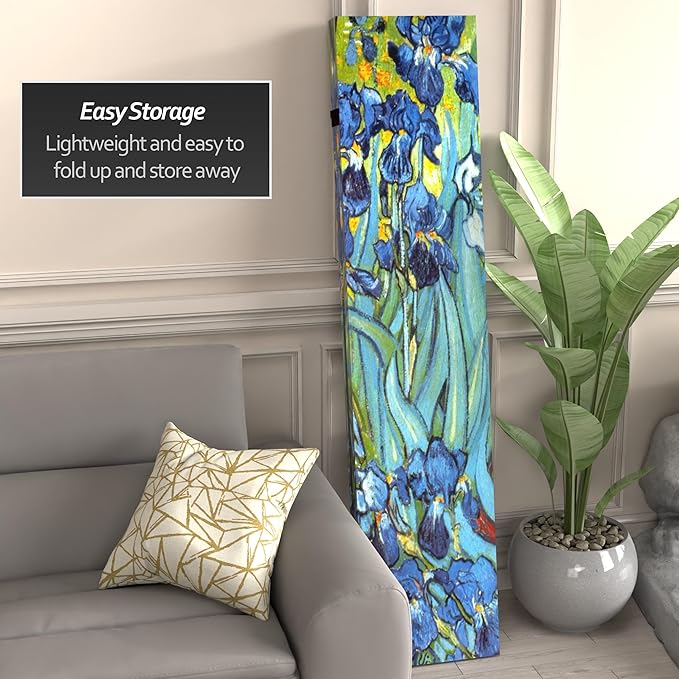 Red Lantern 6 ft. Tall Double Sided Works of Van Gogh Canvas Room Divider - Irises/Starry Night Over Rhone 4 Panel Freestanding Folding Privacy Screen Partition Separator for Modern and Contemporary