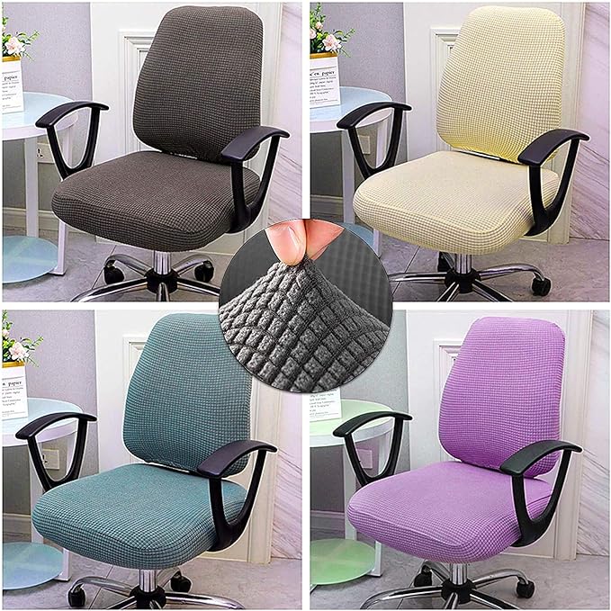Yikko Dining Room Chair Cover, Elastic Stretch Chair Slipcovers Super Fit Anti-dust Desk Seat Cover Spandex Removable Washable Kitchen Chair Protective Cover Applicable Seat Size 15-20 Inches (Grey)