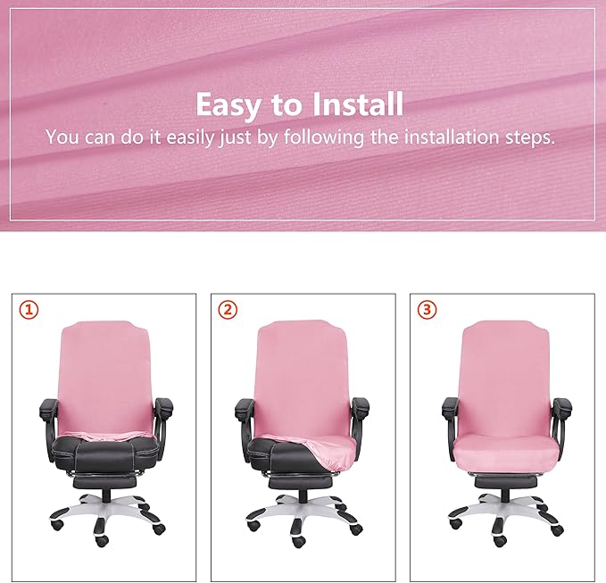 SARAFLORA Office Chair Cover- Large, Pink Removable Computer Chair Cover for Office Chair with Zipper for Universal Rotating Chair Desk Chair Cover High Back Chair Seat Washable Protector for Pets