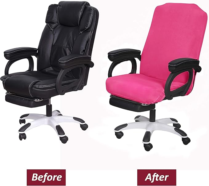 SARAFLORA Office Chair Cover- Large, Dark Pink- Removable Computer Chair Cover for Office Chair with Zipper for Universal Rotating Chair Desk Chair Cover Chair Seat Washable Protector for Pets