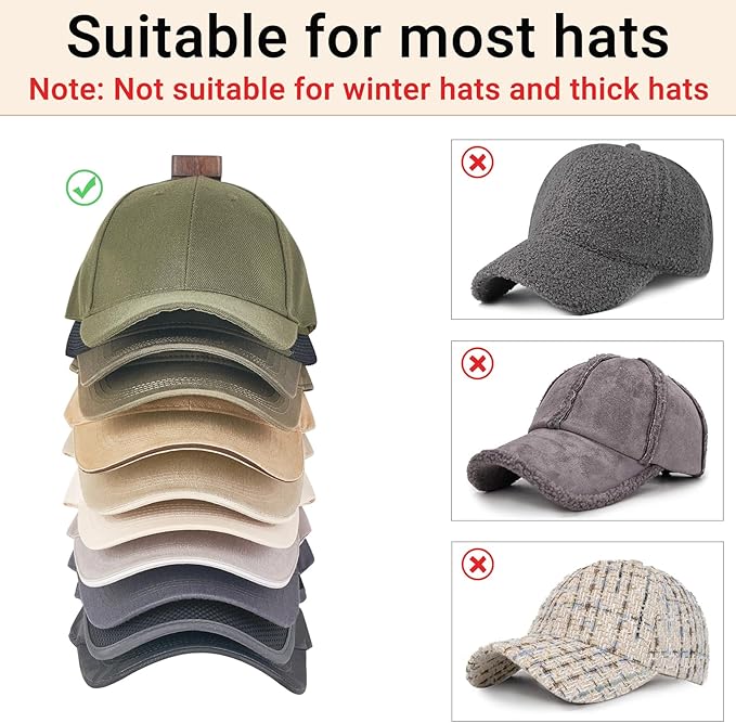 Mkono Hat Organizer for Baseball Caps, Hat Rack for Wall Hold Up to 10 Hats, Hat Holder On Wall Ball caps Storage Organizer Display for Door, Closet, Entryroom, Laundry Cap Organization (Small)