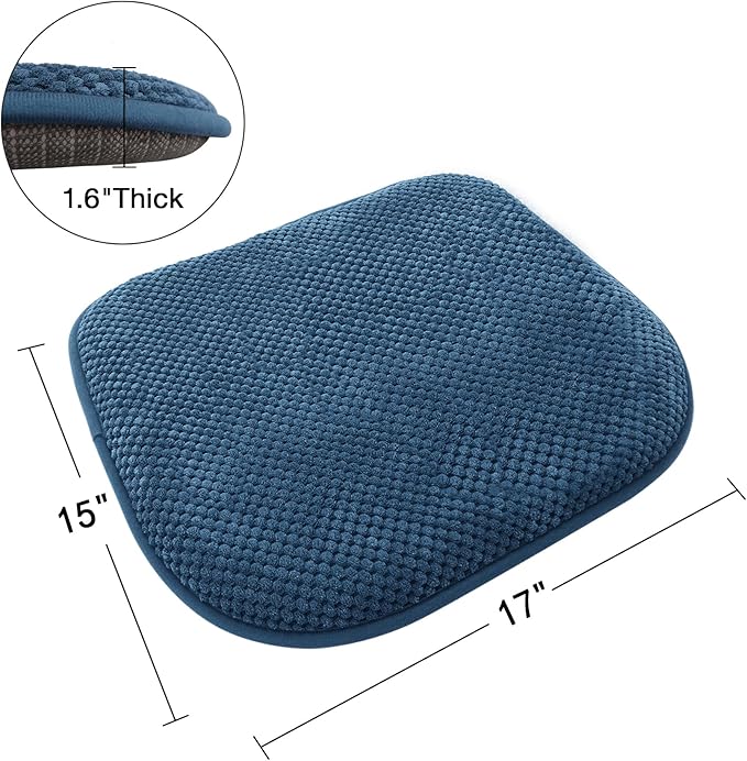Blue Foam Seat Cushions Kitchen Chairs Pads for Dining Chairs Non Slip Patio Seat Cushions Set of 4 Washable U Shaped Soft Thick Large Metal Wooden Chair Cushions,17" x 15"