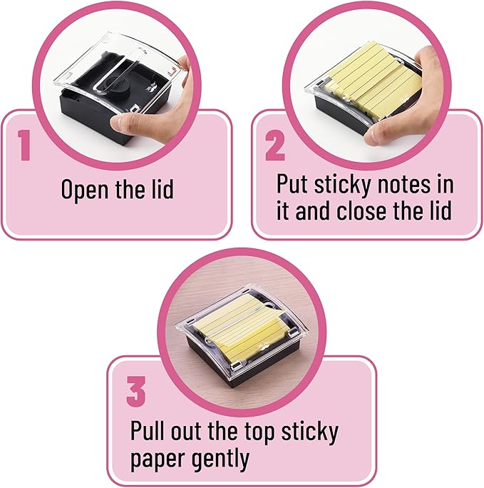 Mr. Pen- Pop Up Note Dispenser, 3" x 3", 2 Pack, Black Base, Clear Top, Sticky Note Dispenser, Sticky Note Holder for Desk
