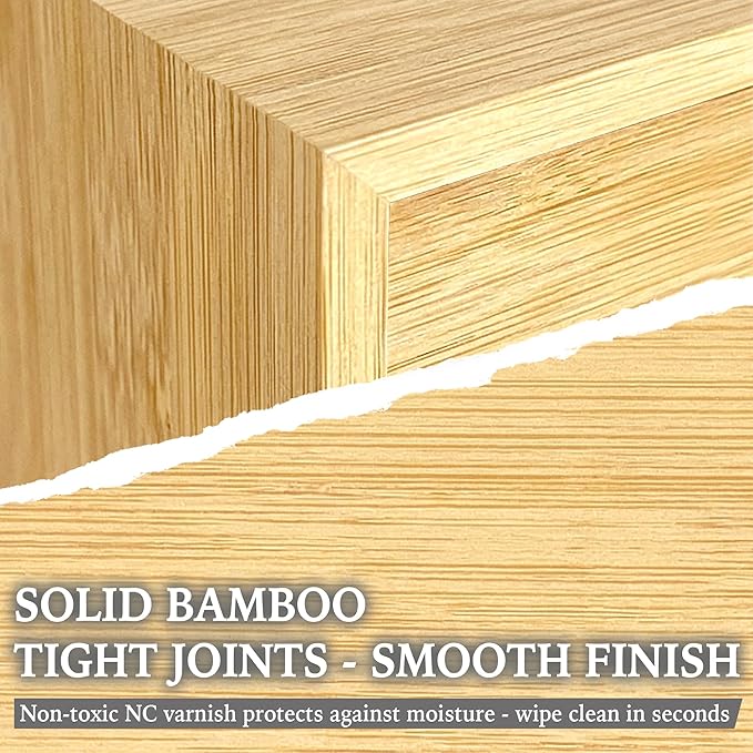 Bamboo Desk Organizer with 2 Drawers, Desktop Drawers 13.4 x 7.1 x 7.5 Inches Countertop Storage Box for Office Supplies Makeup Vanity Kitchen, Wooden Tabletop Drawer No Assembly Required (2 Drawers)