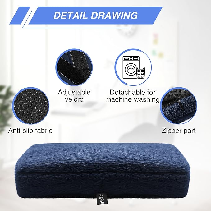 SPRING SEAON Office Chair Arm Covers Plush Office Chair Arm Pads Premium Memory Foam Gaming Chair Armrest Cushion Provide Cushioning for Elbows and Forearms 2 Pack Arm Chair Covers for Arms Navy Blue