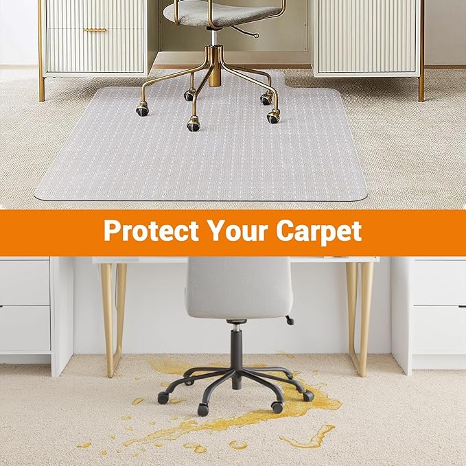 Office Chair Mat for Hard Floor, 36'' x 48'' Computer Desk Chair Mat for Floors, Easy Rolling for Office on Carpets Anti-Slip Carpet Protector for Rolling Work and Gaming Chairs