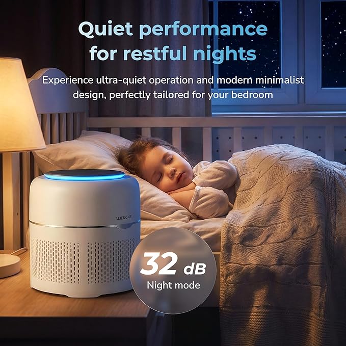 Bedroom Air Purifier, Small HEPA Air Purifier for Bedroom, Desk & Office, Compact Desktop Air Purifier for Home, Quiet Personal Air Purifier, Mini Air Purifier, H13 Filter, 300 Sq Ft