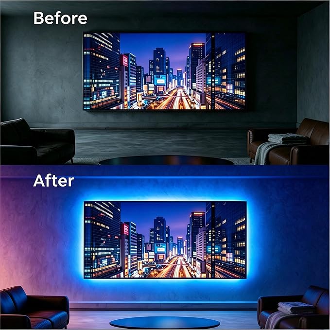 TV LED Backlight, RGB TV Backlight for 32-43 inch TVs,Smart APP Remote Control,Music Sync Color Changing Strip Lights,Led Strip Lights for Bedroom,Gaming,Kitchen,Living Room