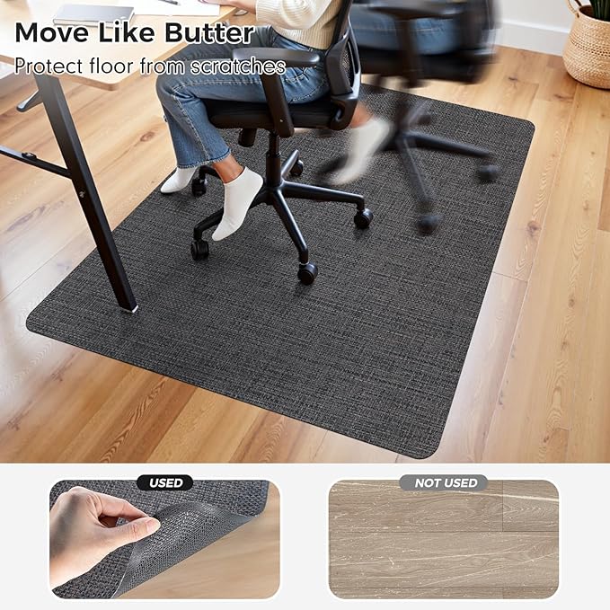 Sycoodeal Chair Mat, 48" x 55" Office Chair Mat for Hardwood and Tile Floor, Heavy Duty Floor Protector for Rolling Chairs, Non-Slip,Computer Mat for Home Office(Dark Coffee)