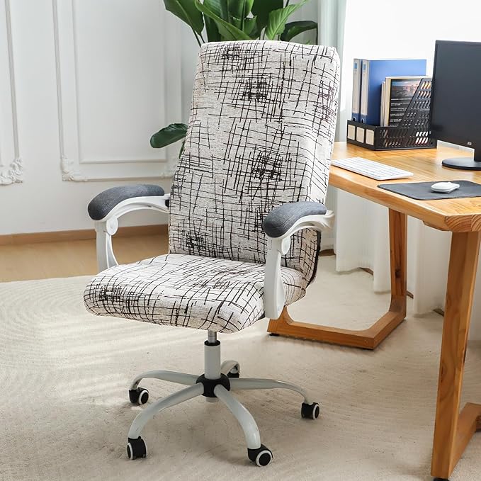 FORCHEER Patterned Large Office Chair Cover Stretch Printed Computer Armchair Slipcover for Desk Chair, Mesh Chair 1 Piece Washable Removable