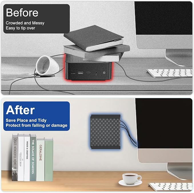 Mini PC Mount Compatible with Beelink Mini PC Vesa Mount/Wall Mount/Under Desk, for S12 Pro, Mini S13, SER6 Pro/SER3/SER9, SEi12/EQ13 and More, with Holder