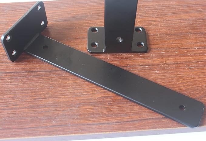6 Pack - 8 inch Black Hidden L Shelf Bracket (1/5 Inch Thicked) Iron Floating Shelf Brackets Rustic Industrial Metal Brackets for Shelf Support