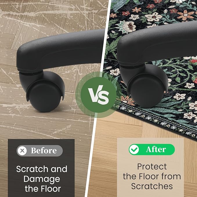 Office Chair Mat for Hardwood Floor & Tile Floor,48"X 60" Heavy Duty Desk Chair Mat for Hard Floors, Under Desk Rug for Rolling Computer Chair,Anti Slip,Low Pile Carpet Floor Protector-Green Grass