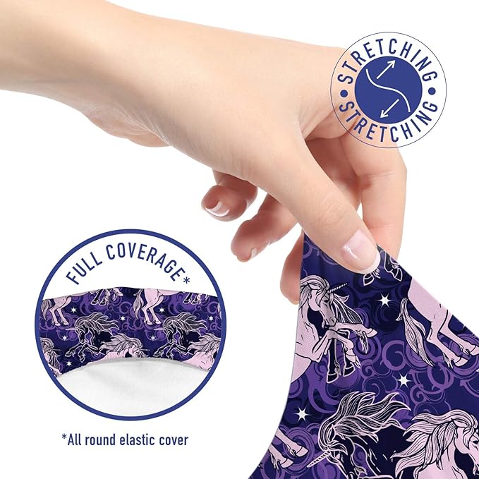 Ambesonne Unicorn Office Chair Slipcover, Dreamy Star Mystic Creature Galloping Among Night Clouds Cosmos Theme, Protective Stretch Decorative Fabric Cover, Standard Size, Lilac Indigo