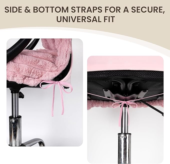 AELS Faux Fur Striped Office Chair Cover, Desk Chair Cover Computer Office Chair Covers - Fits Desk Chair/Armchair, Soft Breathable Fabric - Washable & Removable for Home & Office, Pink