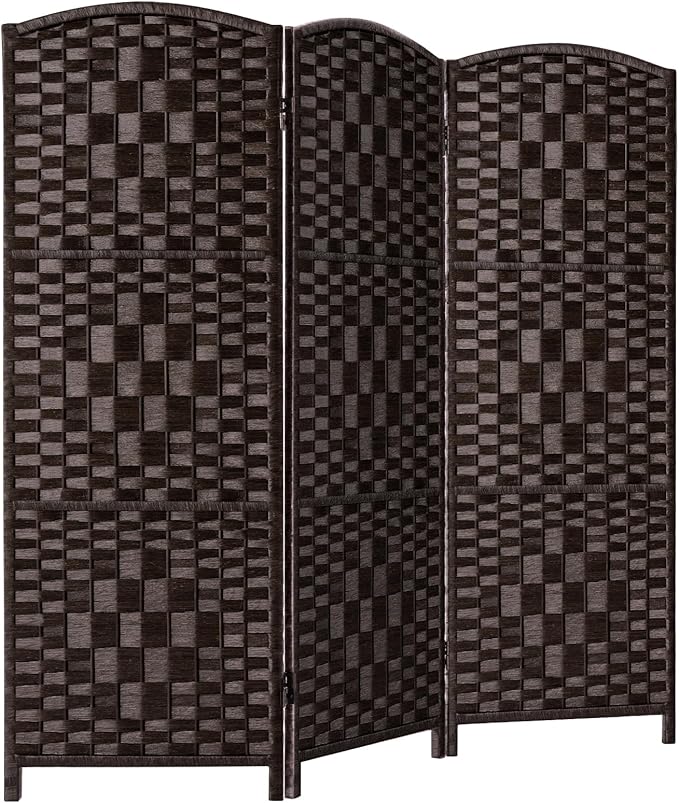 HALLYBEE Small Room Divider, Privacy Screen, Short Room Dividers and Folding Privacy Screens, Foldable Temperary Wall Partitions, 3 Panel Dark Mocha Space Separation Separator