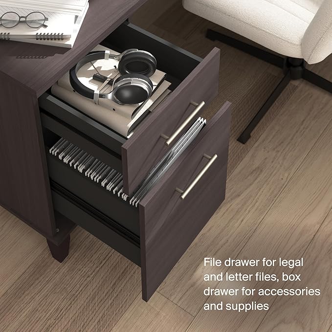 Bush Home 72-Inch L-Shaped Desk with Hutch, Corner Computer Office Desk with File and Box Drawers, Shelves and Storage Cabinet, Home Office Workstation, Somerset Collection, Storm Gray